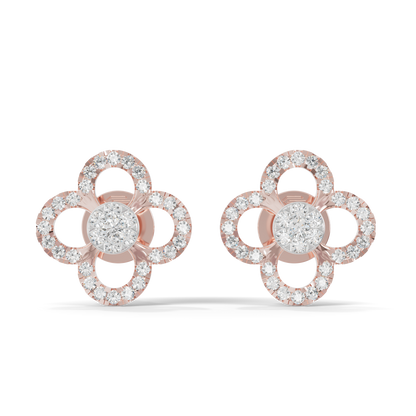 Guru Jewel's Elegant Four Leaf Diamond Cluster Stud Earrings for Her