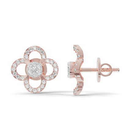 Guru Jewel's Elegant Four Leaf Diamond Cluster Stud Earrings for Her