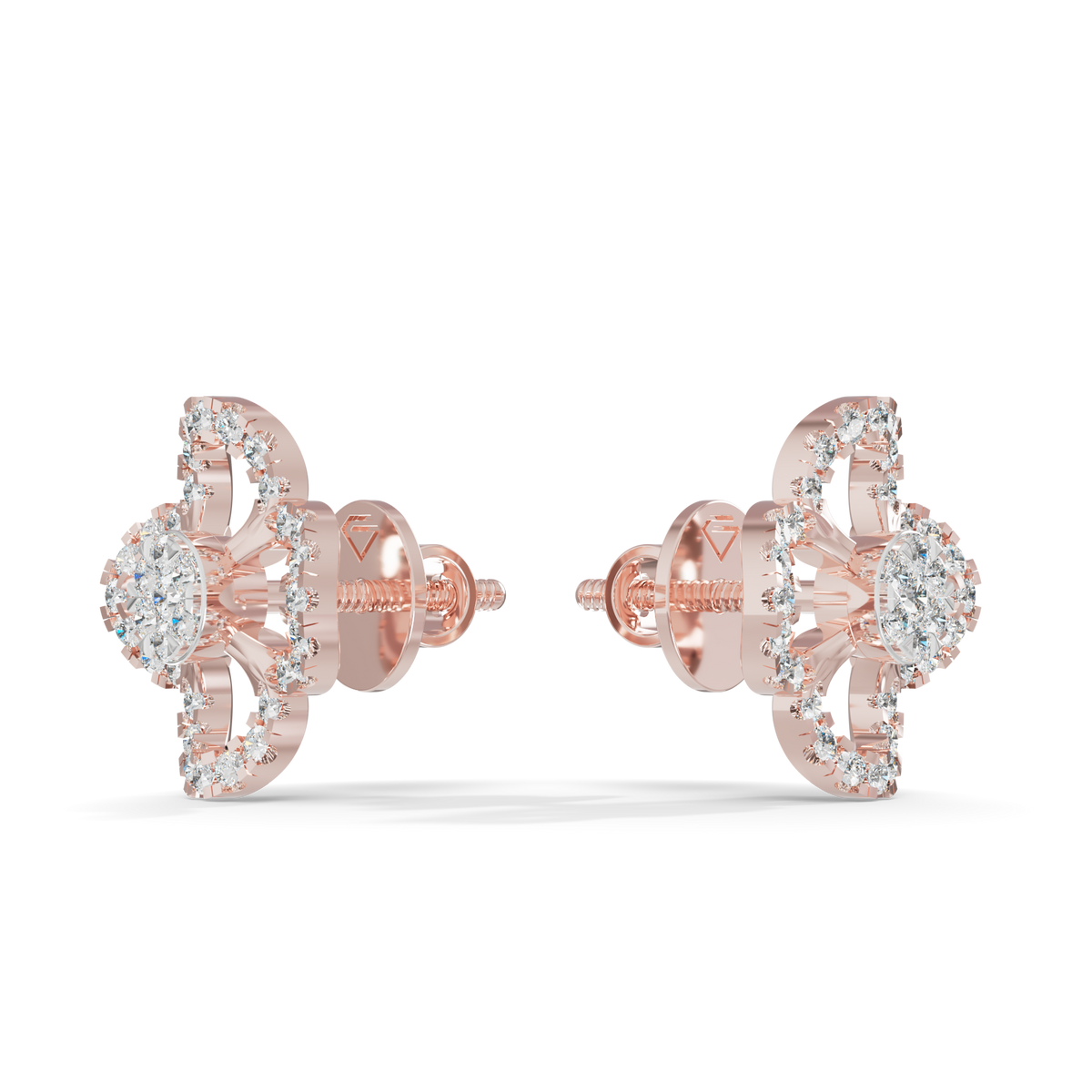 Guru Jewel's Elegant Four Leaf Diamond Cluster Stud Earrings for Her