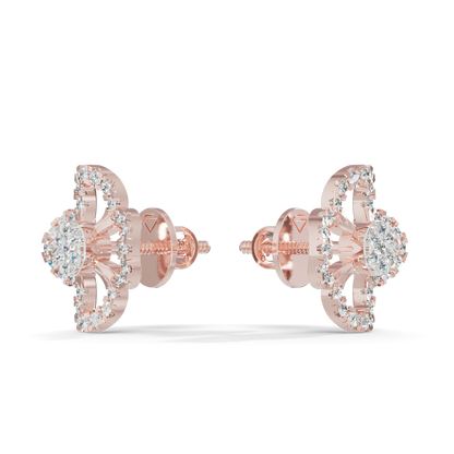 Guru Jewel's Elegant Four Leaf Diamond Cluster Stud Earrings for Her