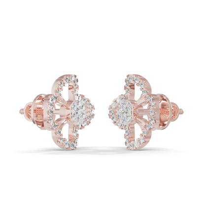 Guru Jewel's Elegant Four Leaf Diamond Cluster Stud Earrings for Her