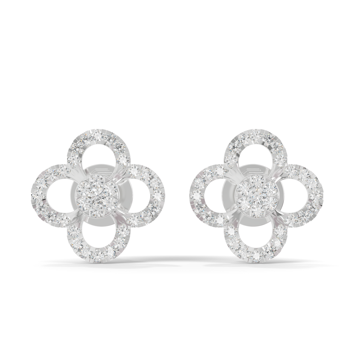 Guru Jewel's Elegant Four Leaf Diamond Cluster Stud Earrings for Her