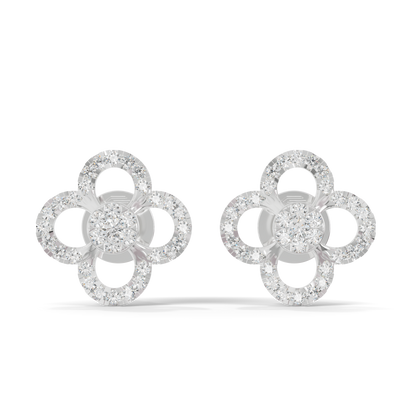 Guru Jewel's Elegant Four Leaf Diamond Cluster Stud Earrings for Her