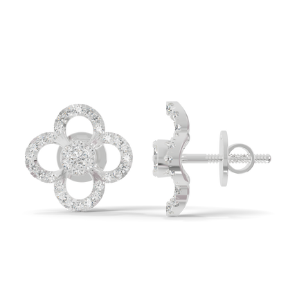 Guru Jewel's Elegant Four Leaf Diamond Cluster Stud Earrings for Her