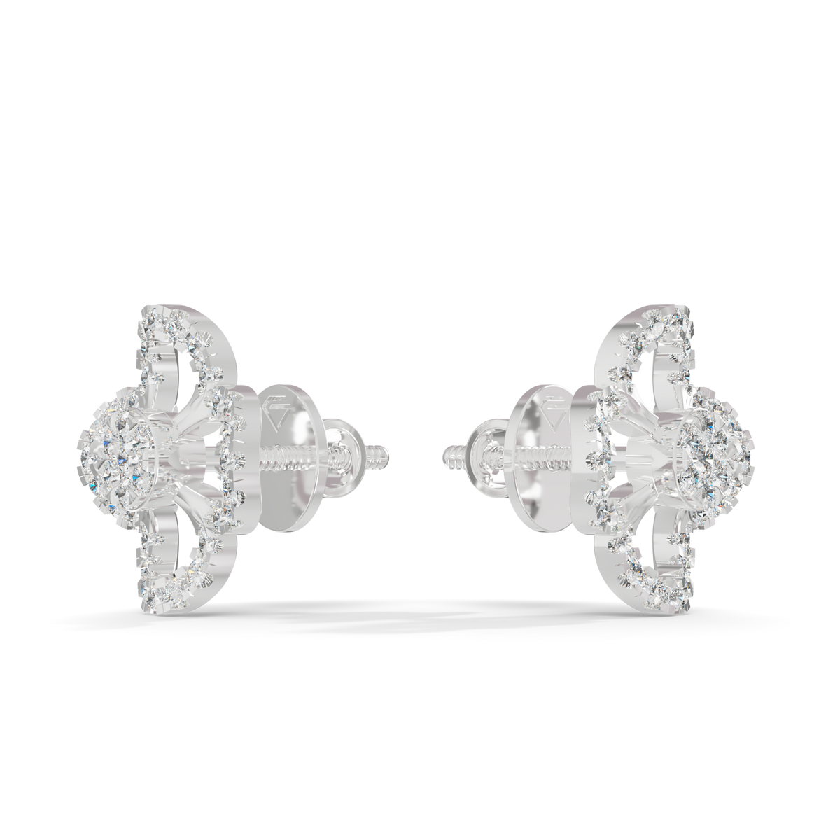 Guru Jewel's Elegant Four Leaf Diamond Cluster Stud Earrings for Her