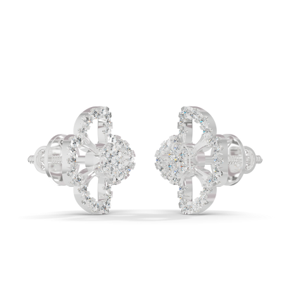 Guru Jewel's Elegant Four Leaf Diamond Cluster Stud Earrings for Her