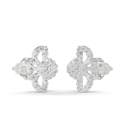 Guru Jewel's Elegant Four Leaf Diamond Cluster Stud Earrings for Her