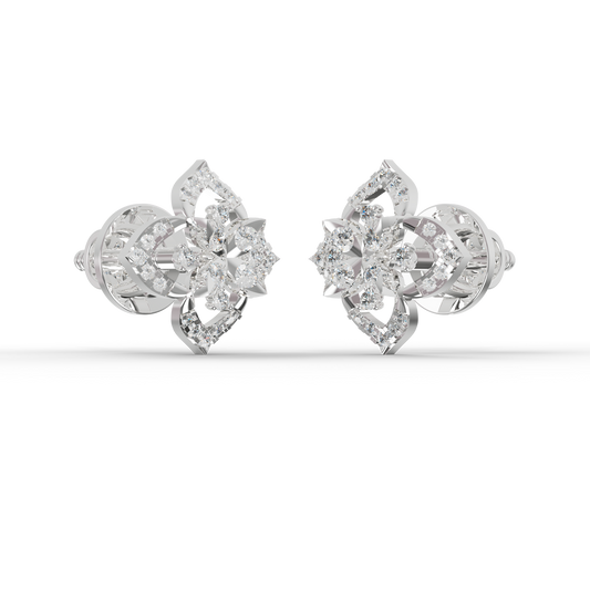 Guru Jewel's Four-Petal Floral Diamond Stud Earrings for Her