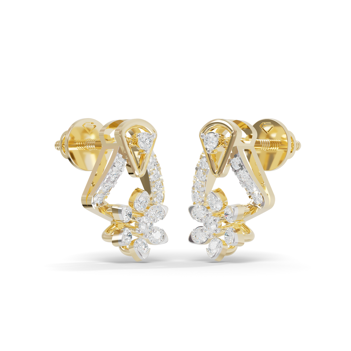 Guru Jewel's Exquisite Multi-Stone Triangular Frame and Floral Sparkle Earrings for Her