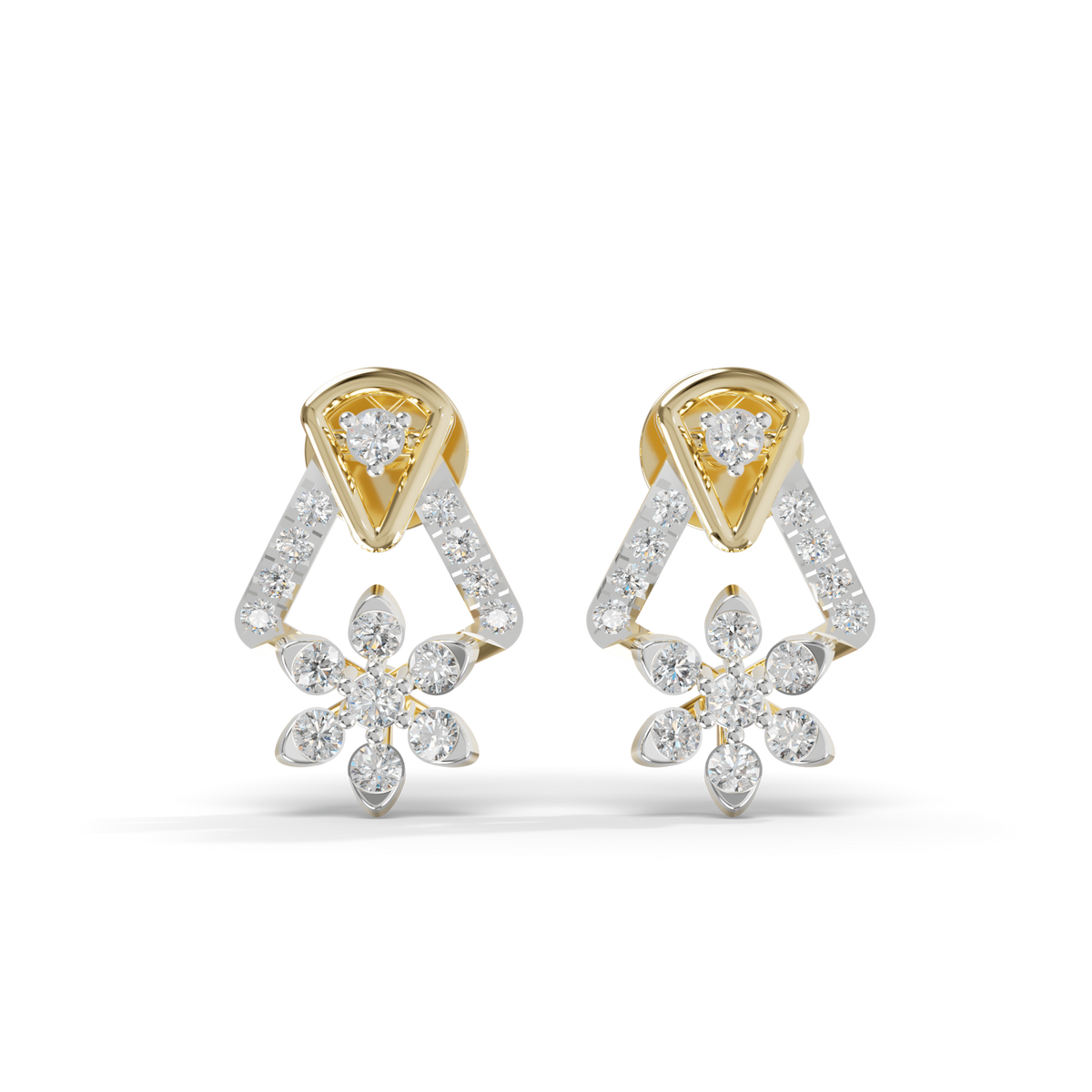 Guru Jewel's Exquisite Multi-Stone Triangular Frame and Floral Sparkle Earrings for Her