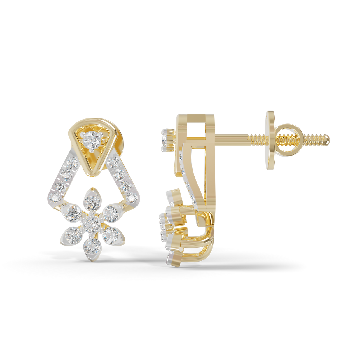 Guru Jewel's Exquisite Multi-Stone Triangular Frame and Floral Sparkle Earrings for Her