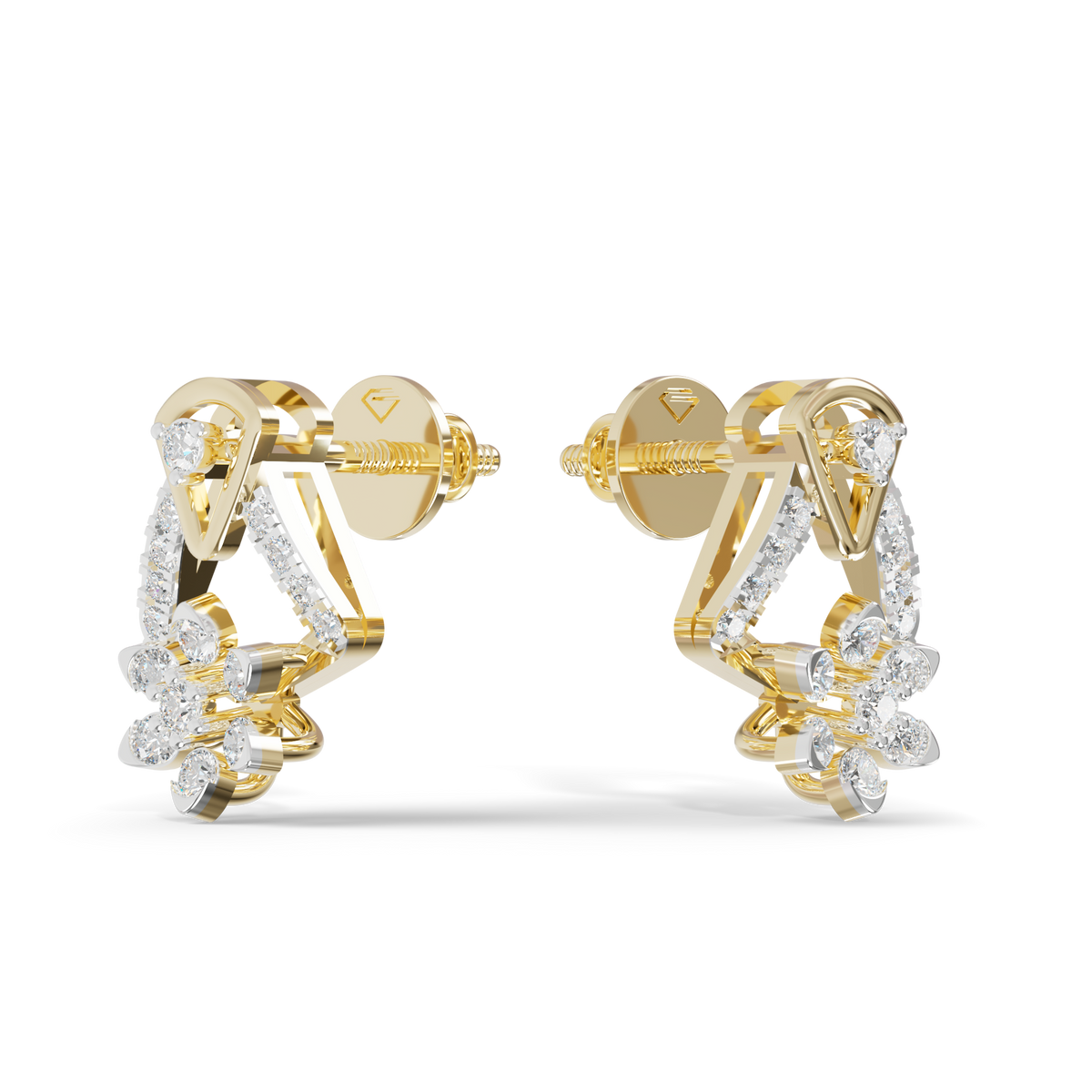 Guru Jewel's Exquisite Multi-Stone Triangular Frame and Floral Sparkle Earrings for Her