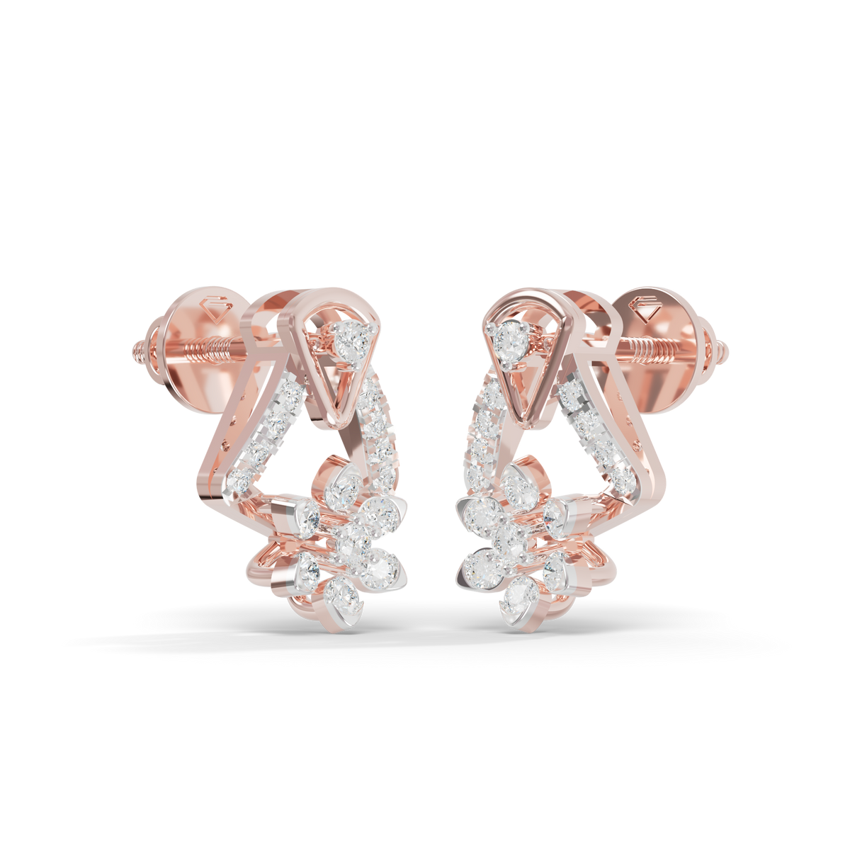 Guru Jewel's Exquisite Multi-Stone Triangular Frame and Floral Sparkle Earrings for Her