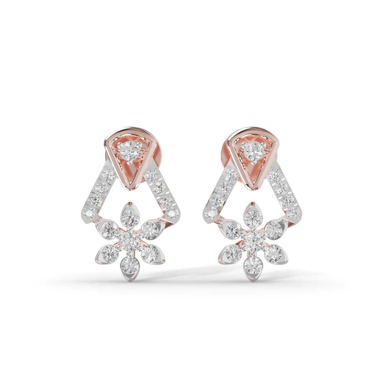 Guru Jewel's Exquisite Multi-Stone Triangular Frame and Floral Sparkle Earrings for Her