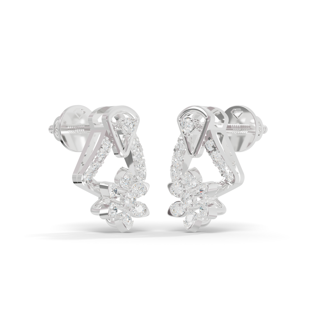 Guru Jewel's Exquisite Multi-Stone Triangular Frame and Floral Sparkle Earrings for Her