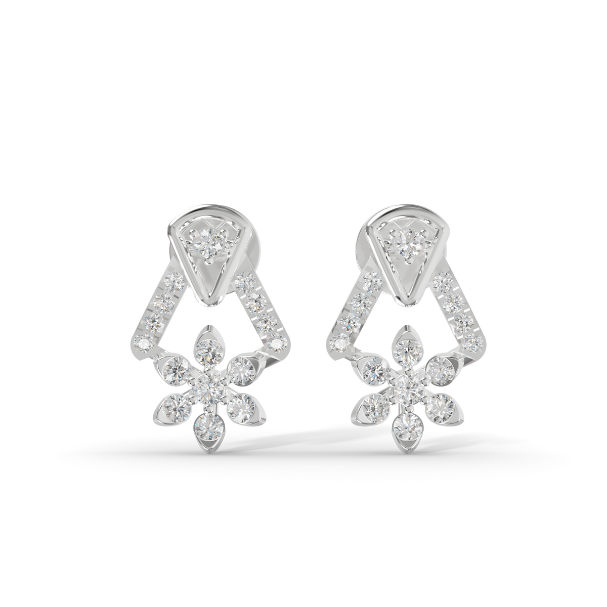 Guru Jewel's Exquisite Multi-Stone Triangular Frame and Floral Sparkle Earrings for Her