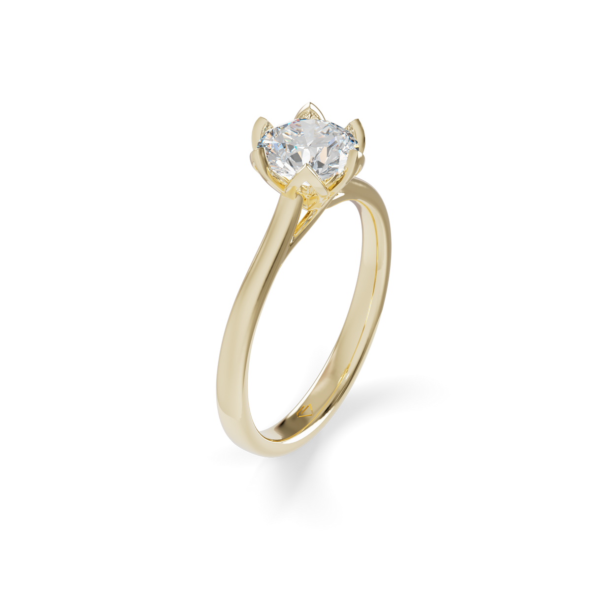 Guru Jewel's Round Solitaire Diamond Studded Silver Ring For Her