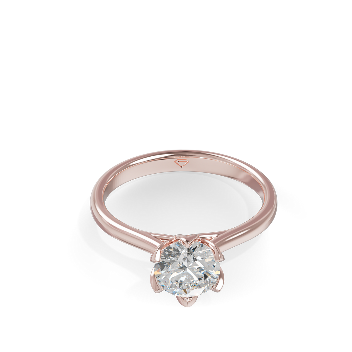 Guru Jewel's Round Solitaire Diamond Studded Silver Ring For Her
