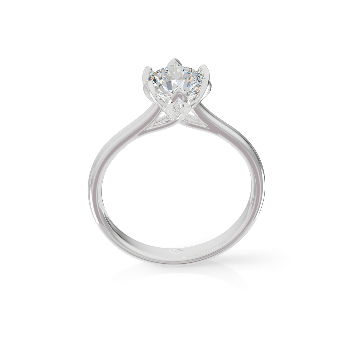 Guru Jewel's Round Solitaire Diamond Studded Silver Ring For Her