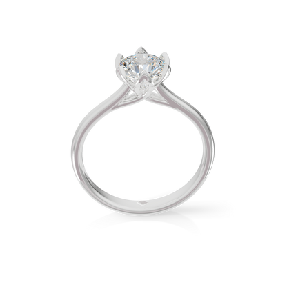 Guru Jewel's Round Solitaire Diamond Studded Silver Ring For Her