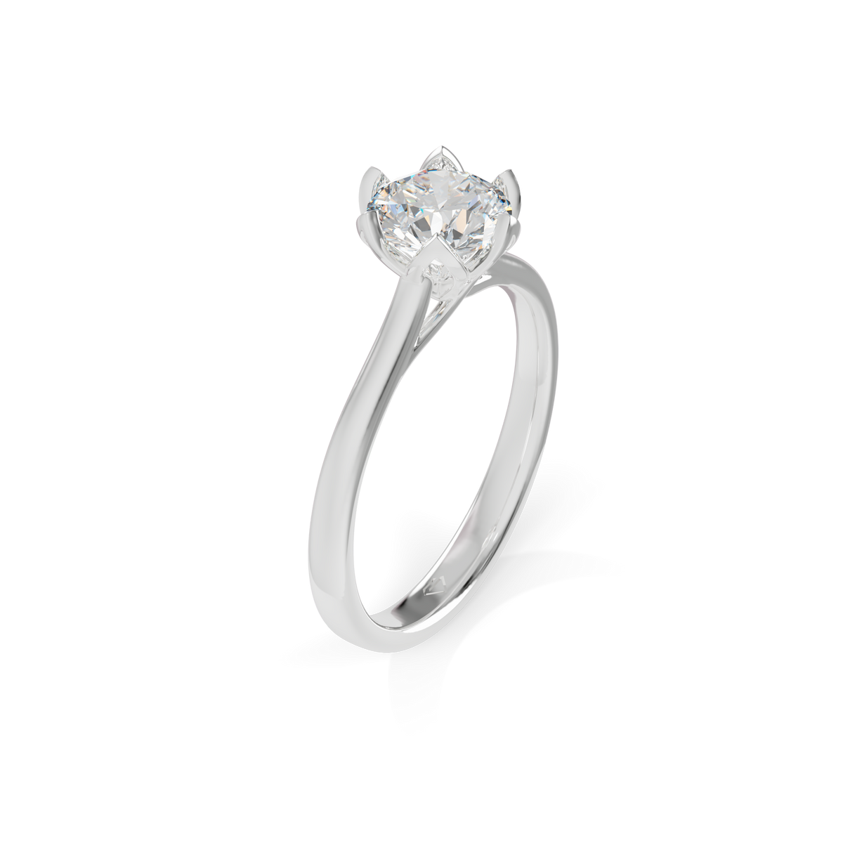 Guru Jewel's Round Solitaire Diamond Studded Silver Ring For Her