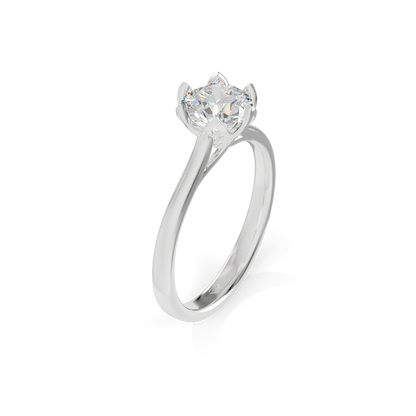 Guru Jewel's Round Solitaire Diamond Studded Silver Ring For Her