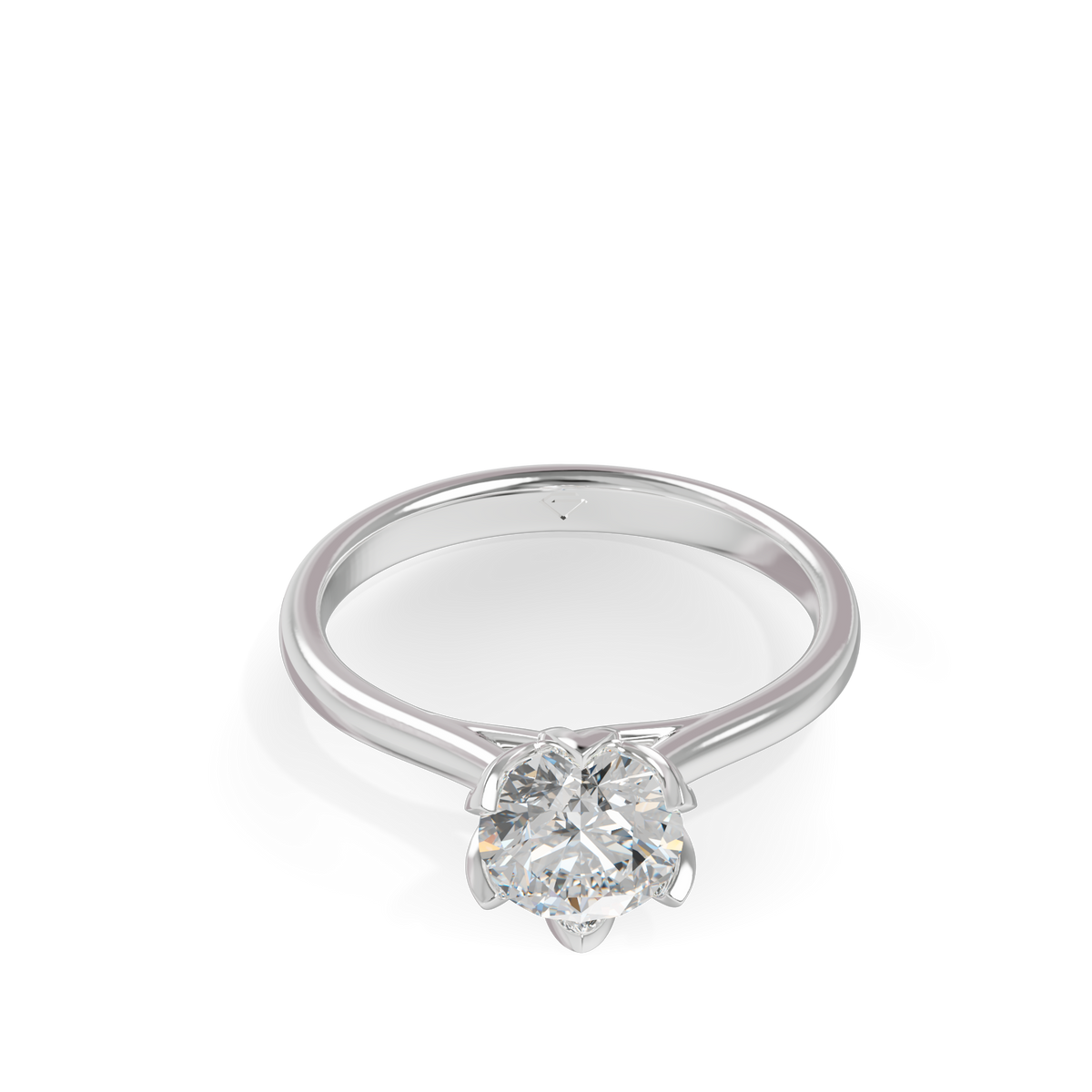 Guru Jewel's Round Solitaire Diamond Studded Silver Ring For Her