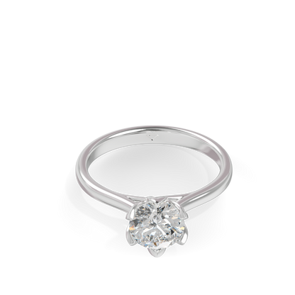 Guru Jewel's Round Solitaire Diamond Studded Silver Ring For Her