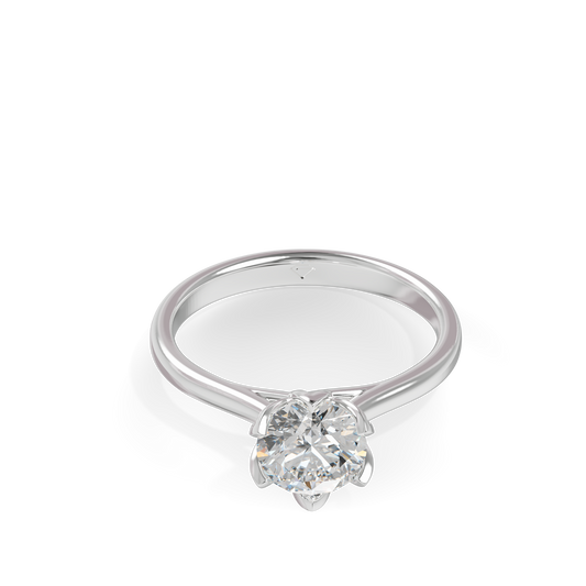 Guru Jewel's Round Solitaire Diamond Studded Silver Ring For Her