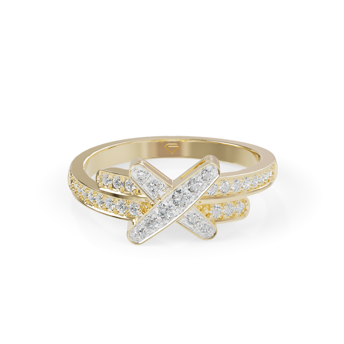 Guru Jewel's  Modern X-Design Pave Stacking Ring for Her