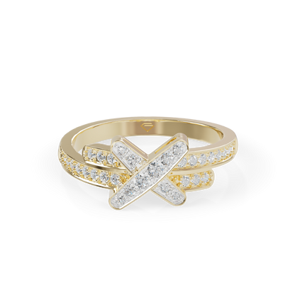 Guru Jewel's  Modern X-Design Pave Stacking Ring for Her