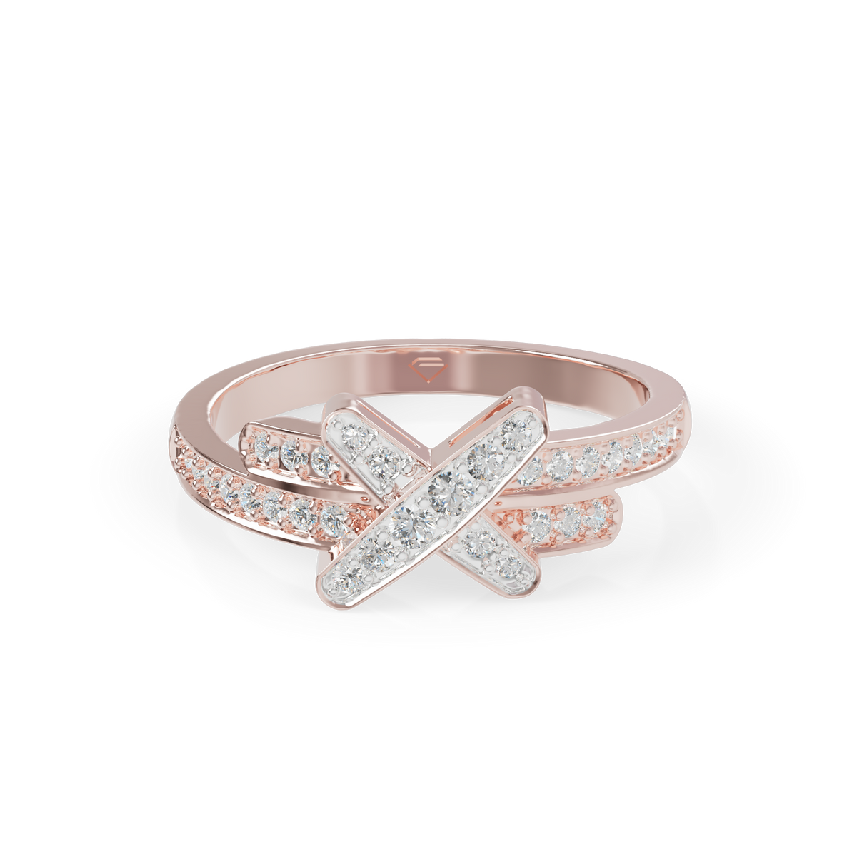 Guru Jewel's  Modern X-Design Pave Stacking Ring for Her