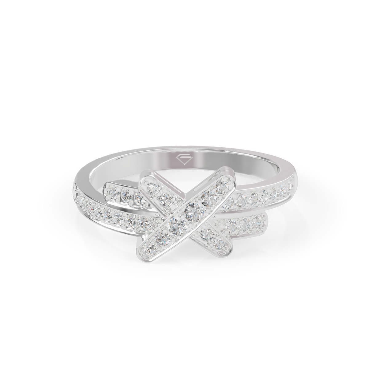 Guru Jewel's  Modern X-Design Pave Stacking Ring for Her