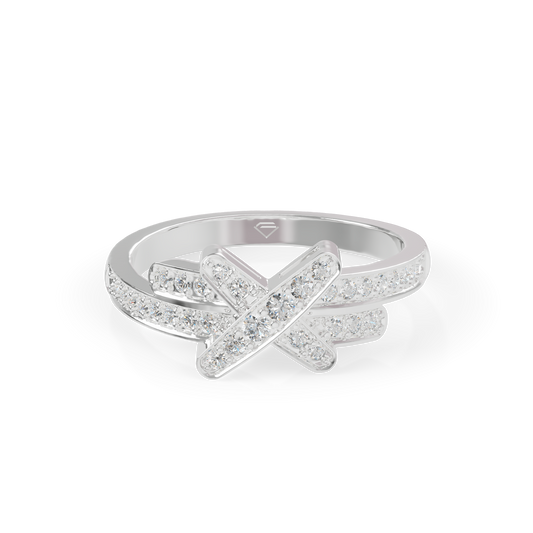 Guru Jewel's  Modern X-Design Pave Stacking Ring for Her