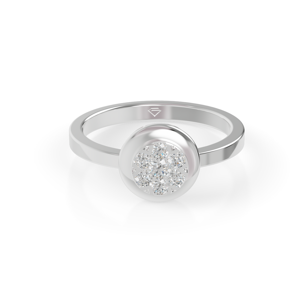 Guru Jewel's Round Diamond Studded Fascinating Silver Ring For Her