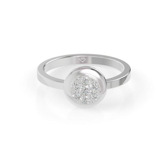 Guru Jewel's Round Diamond Studded Fascinating Silver Ring For Her