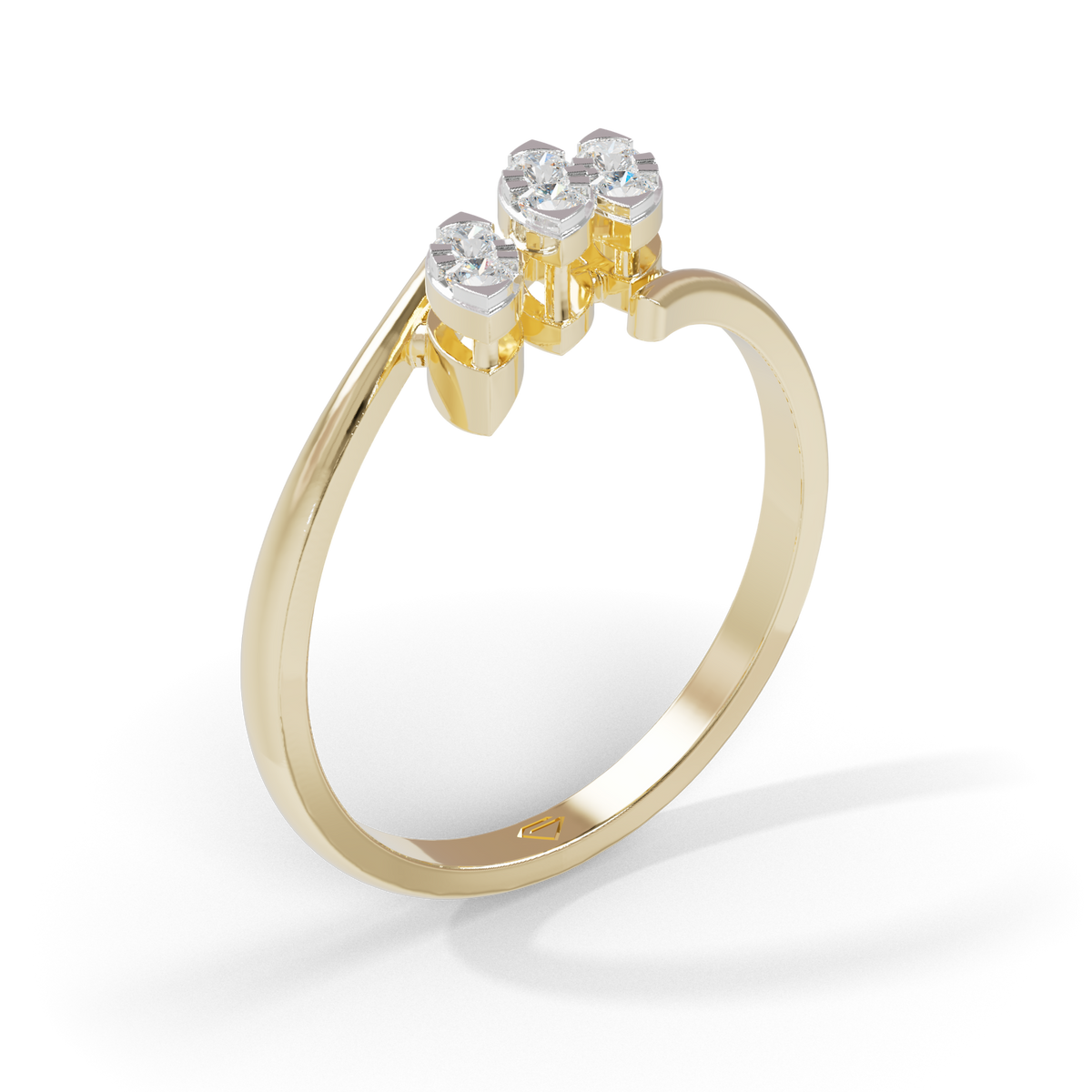 Guru Jewel's Graceful Tri-Leaf Crystal Ring for Her
