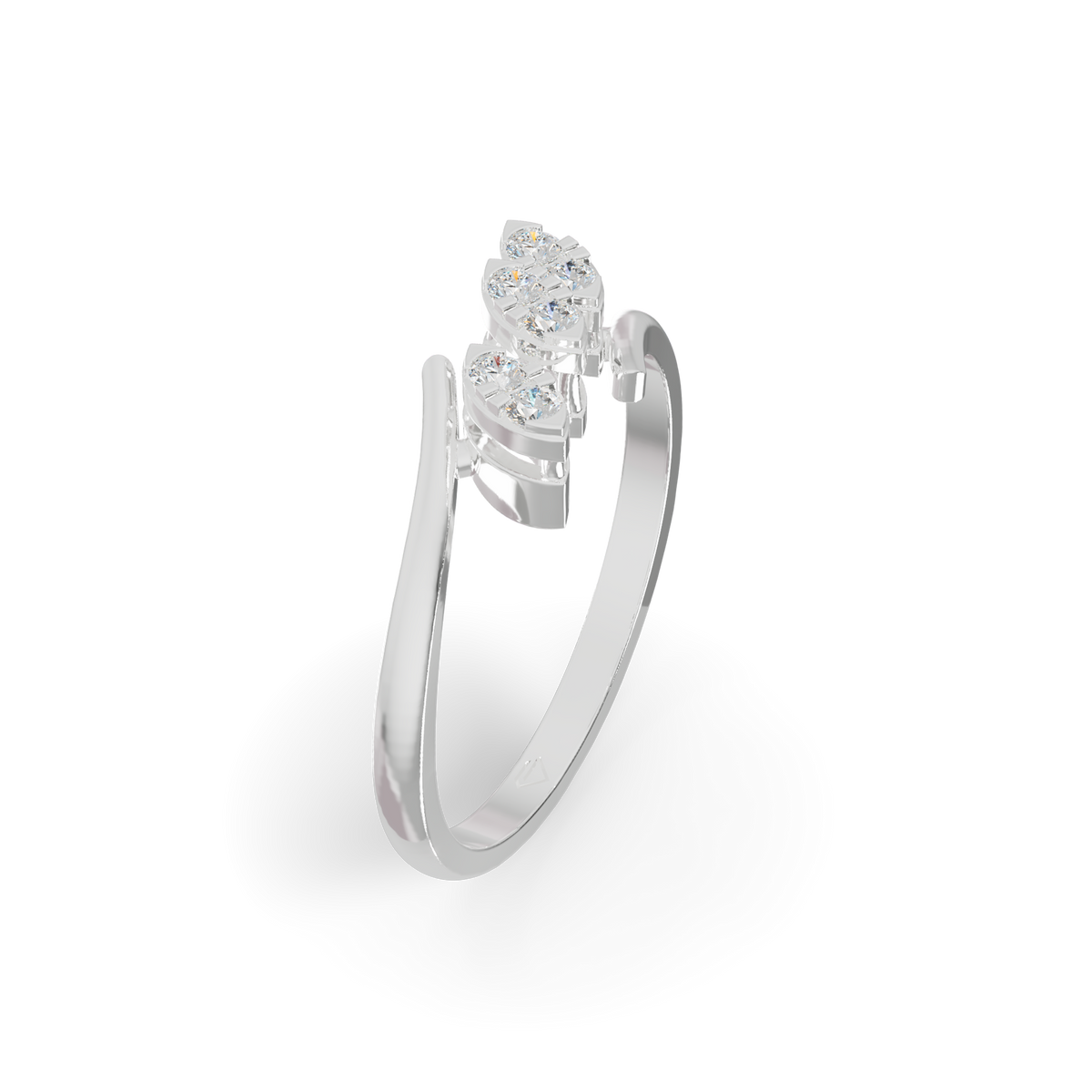 Guru Jewel's Graceful Tri-Leaf Crystal Ring for Her