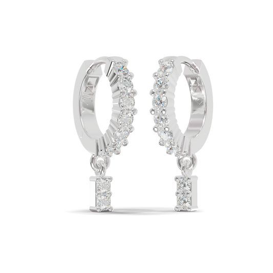 Guru Jewel's Luminous Round Pave Hoop with Droplet Stone Accent Designer Earrings for Her