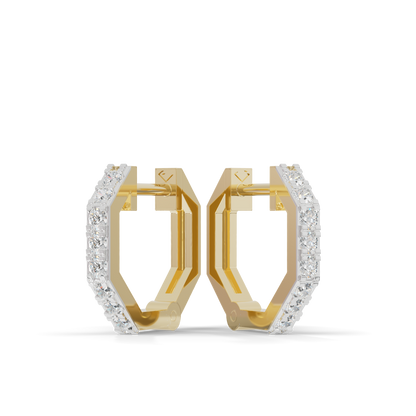 Guru Jewel's Geometric Hexagon Pave Huggie Hoop Earrings for Her
