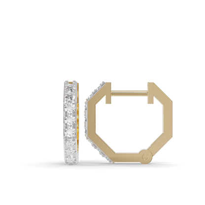 Guru Jewel's Geometric Hexagon Pave Huggie Hoop Earrings for Her
