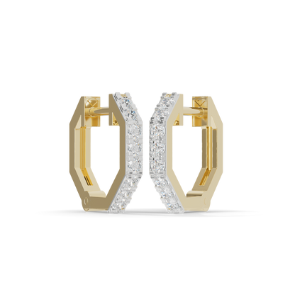 Guru Jewel's Geometric Hexagon Pave Huggie Hoop Earrings for Her