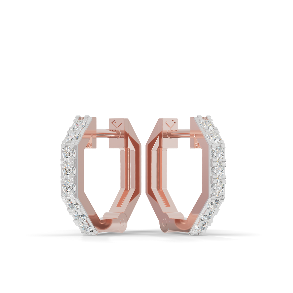 Guru Jewel's Geometric Hexagon Pave Huggie Hoop Earrings for Her