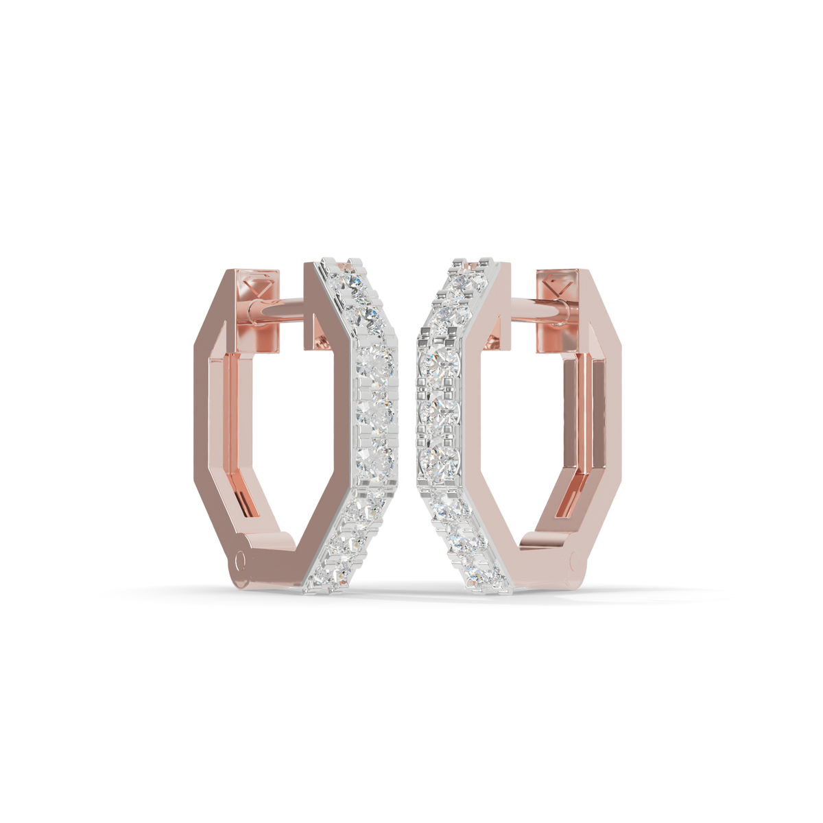 Guru Jewel's Geometric Hexagon Pave Huggie Hoop Earrings for Her