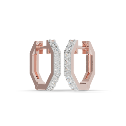 Guru Jewel's Geometric Hexagon Pave Huggie Hoop Earrings for Her