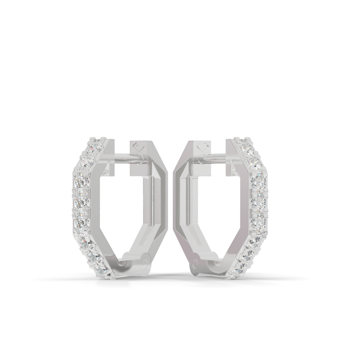 Guru Jewel's Geometric Hexagon Pave Huggie Hoop Earrings for Her