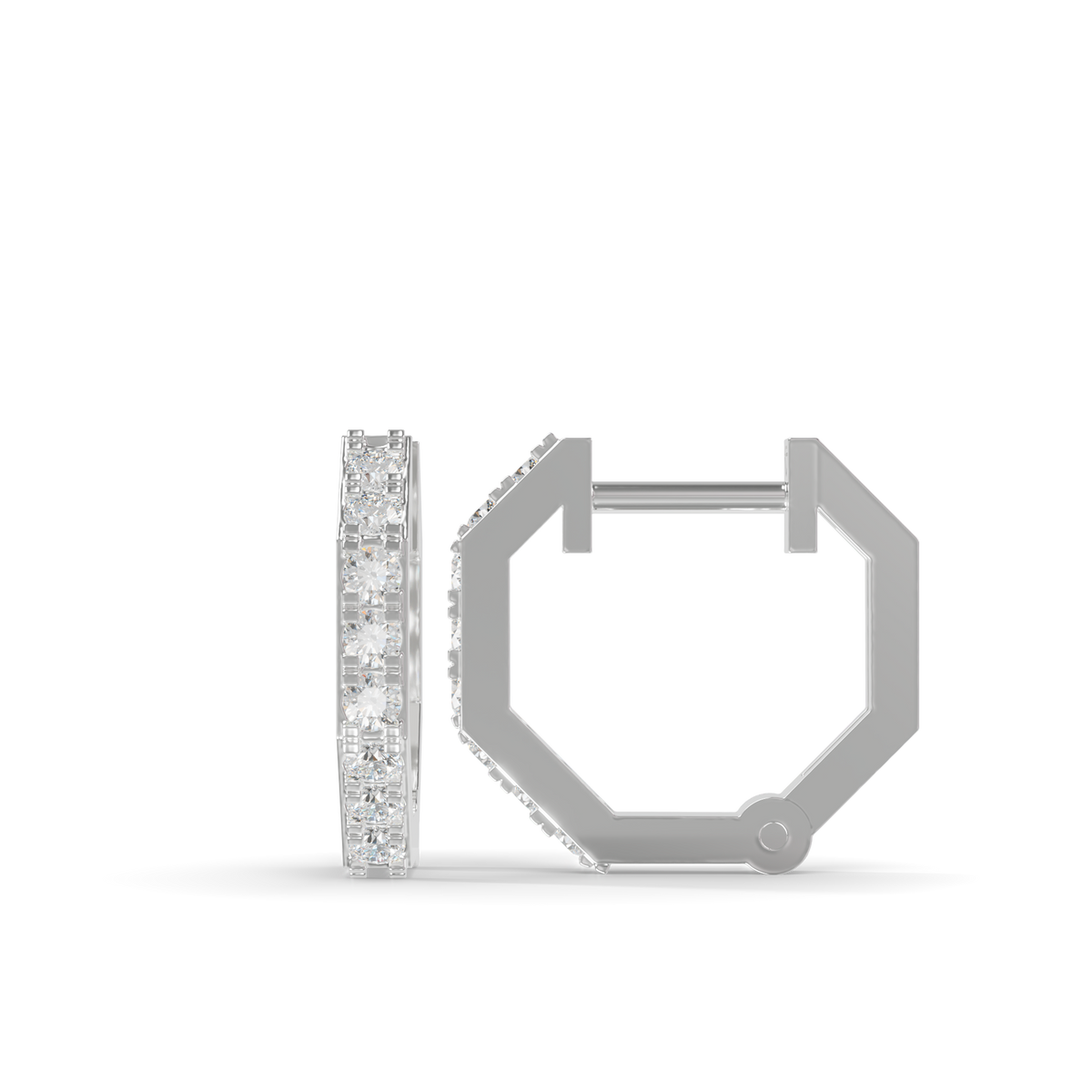Guru Jewel's Geometric Hexagon Pave Huggie Hoop Earrings for Her
