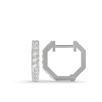 Guru Jewel's Geometric Hexagon Pave Huggie Hoop Earrings for Her