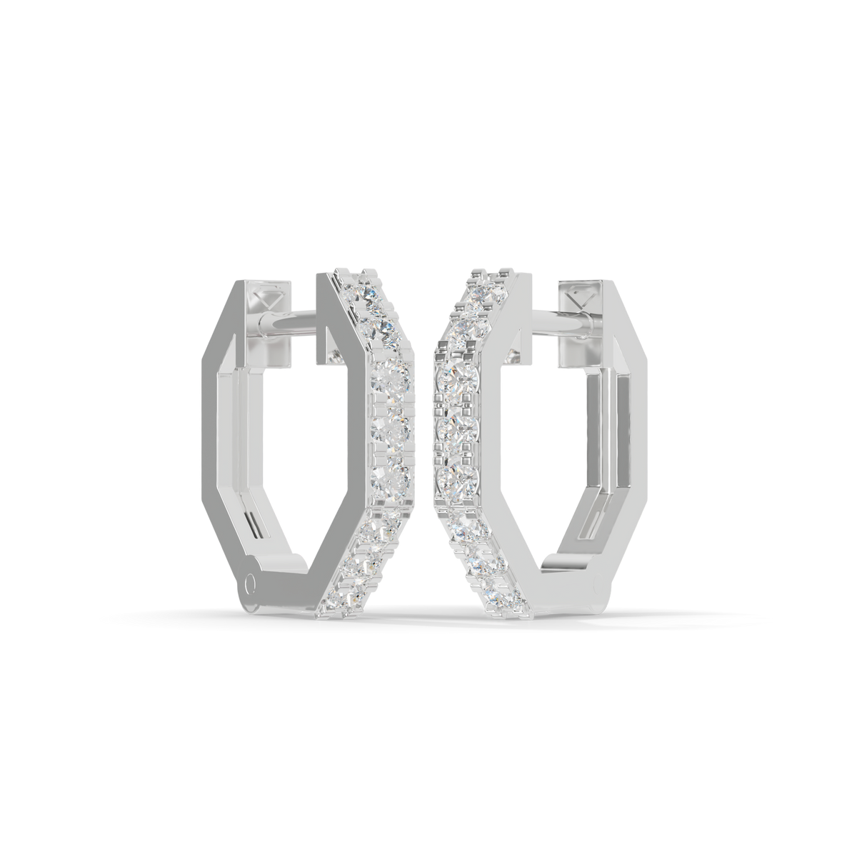 Guru Jewel's Geometric Hexagon Pave Huggie Hoop Earrings for Her