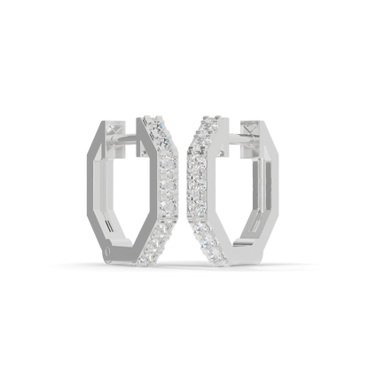 Guru Jewel's Geometric Hexagon Pave Huggie Hoop Earrings for Her